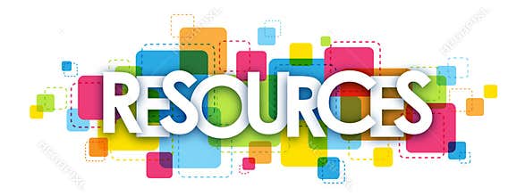 RESOURCES colorful vector letters banner