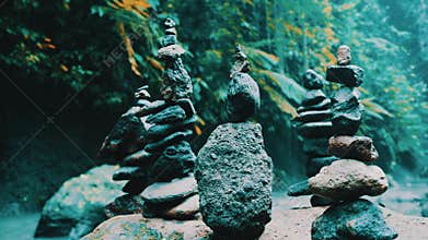 Stone zen towers