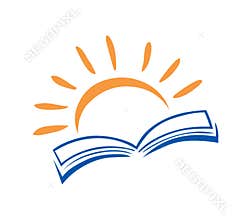 Book and sun logo icon vector.Education logo.