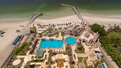 Beautiful area of beach in Ajman timelapse near the turquoise waters of Arabian Gulf.