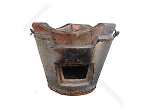 Old stove on white background.