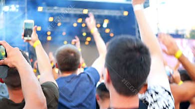 Crowd concert silhouetted hands