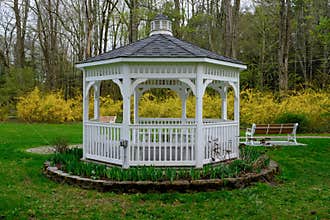 White Gazebo in Spring Setting