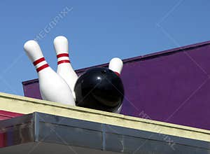 Bowling Ball and Pins Sign