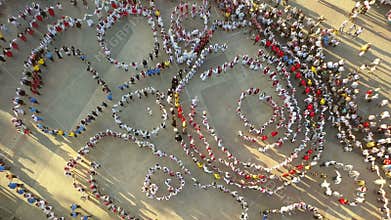 Friendship dance aerial view
