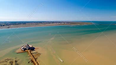 Aerial photography of Fort Louvois and Oleron island in Charente Maritime