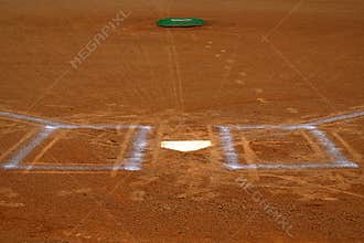 Baseball Homeplate Batter Box Chalk Line Brown Clay Dirt