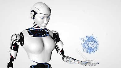 robot android woman. Cyborg future technology, artificial intelligence, computer technology, humanoid science.