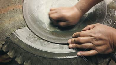 Group Of Geologist Being Presented Basic Gold Ore Washing From Mine Samples