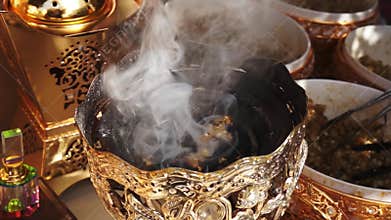 Burning arabic incense. Dubai. Madinat Jumeirah.