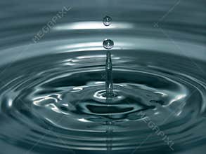 Water splash - ripples, spike and droplets in air