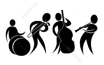 Jass band.Music band vector illustartion.Music band silhouette.