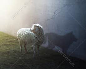 Sheep and wolf