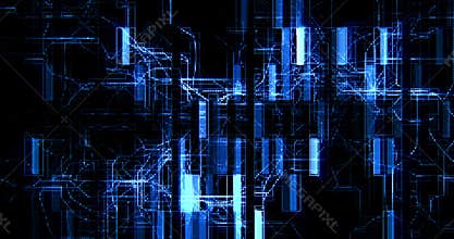 Abstract blue circuit computer connect background movement, concept of future technology and information
