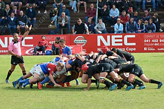 Rugby teams in scrum