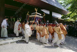 Men carrying an altar in Atsuta Shrine, Nagoya, Japan