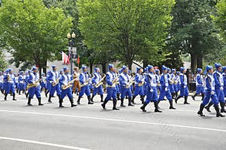 Washington DC, July 4th 2017: School team at The Parade for the 4th July from Washington District of Columbia USA