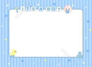 Baby boy arrival card border