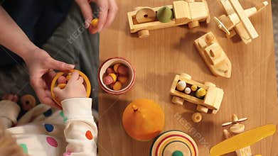 Creative eco wooden toys for kids made of organic wood. Eco-friendly toy.