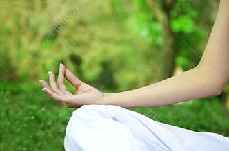 Woman hands in yoga
