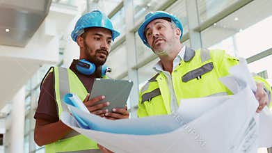 Working and discussing at construction site