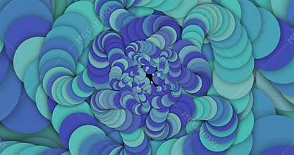 optical art video animation of abstract worms with geometric circles