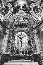 Black White Cross Altar Church Les Invalides Paris France