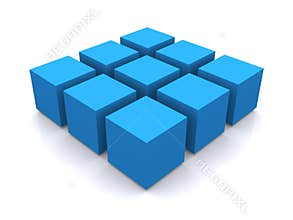 Blue 3d cube square