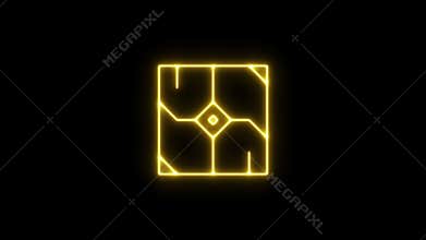 Geometric gold neon shape animation, abstract deco frame. Hipster motion graphic video trendy line style 1920 design. Elegant sign