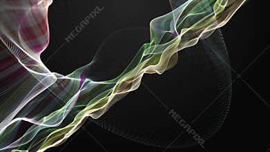 Fantastic animation with particle wave object in slow motion, 4096x2304 loop 4K