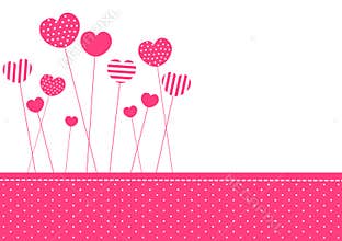 Pink patterned hearts invitation card
