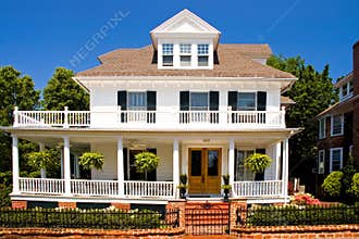 Old white house with porch