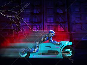 Scince Fiction Motocycle, Motorbike, Speeding
