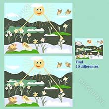 find 10 differences rebus for children under 6 years old according to the seasons