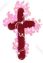 Easter Cross Illustration. Brush stroke technic