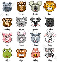Cartoon Animal Faces Set [2]