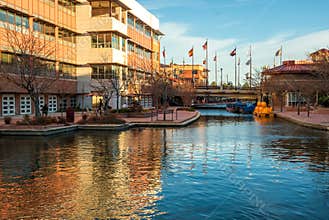 Scenic view of Historic Arkansas Riverwalk in Pueblo
