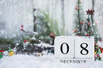 December 8th Calendar Blocks with Christmas Decorations