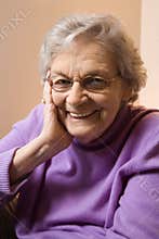 Elderly Caucasian woman smiling.