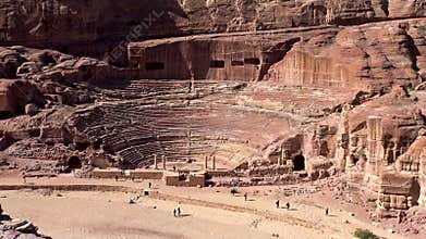 Stone theater in the ancien Nabatean city of Petra, Jordan.
