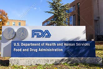 Exterior view of the headquarters of US Food and Drug Administration &#x28;FDA building and FDA sign&#x29;