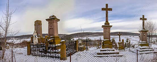 Grave of the Reyiv family in Mykulyntsi village, Ukraine
