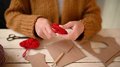 Creating Red Woollen Heart