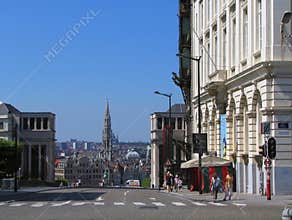 Brussels old downtown cityscape.
