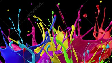 Close-up Abstract Animated Liquid Multicolor Splashing Paint Mix Display HDR 4k
