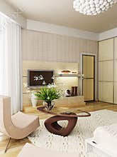 Modern bedroom interior rendering