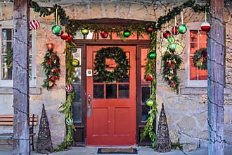 Storefront Decorated for the Holidays