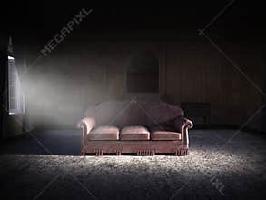 Surreal Old House, Room, Background, Couch