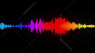 Visualization of voice record, artificial intelligence. Music equalizer, audio waves sound digital player waveform
