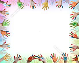 Painted colorful hands